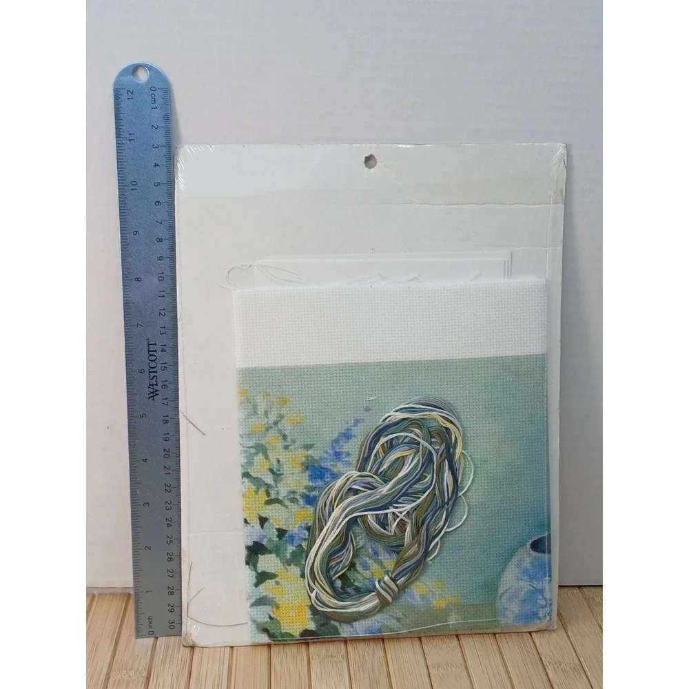 Candamar Designs Blue Delphiniums Embellished Cross Stitch Kit 51551 Joy Waldman